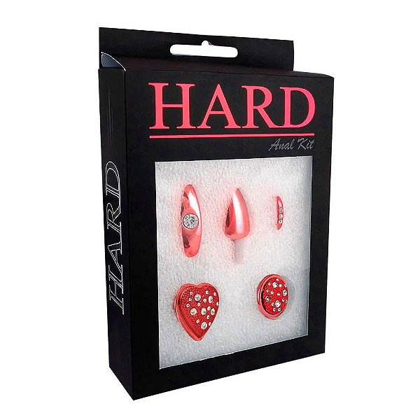 Kit Luxo Plug Anal Médio Com 4 Bases Diferentes Hard - Vermelho