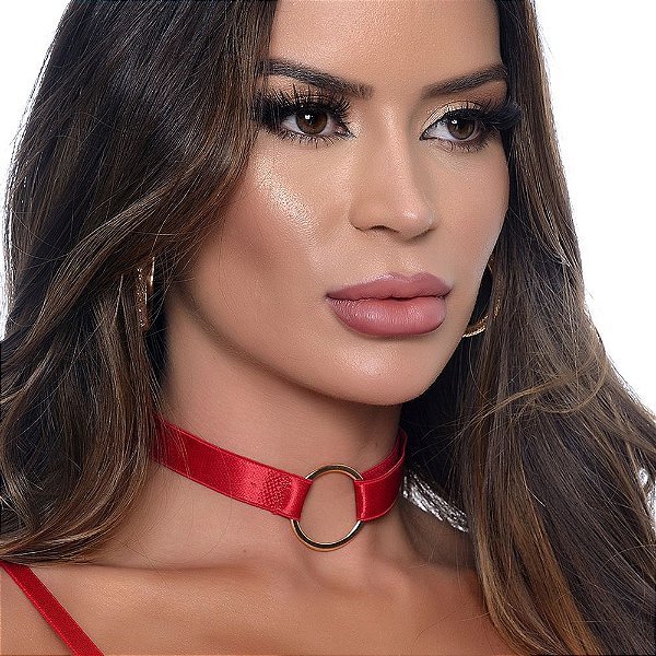 Gargantilha Com Argola Hot Love - Vermelho
