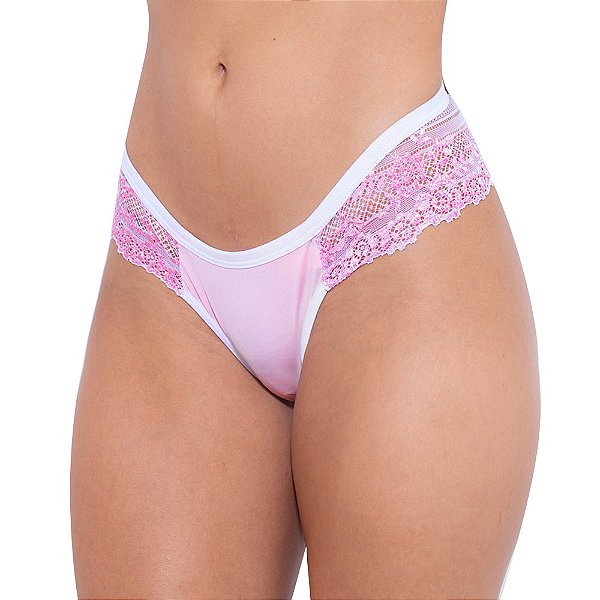 Calcinha Bicolor Em Microfibra E Renda Hot Love
