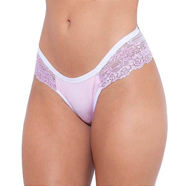 Calcinha Bicolor Em Microfibra E Renda Hot Love