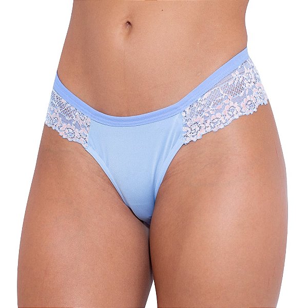 Calcinha Bicolor Em Microfibra E Renda Hot Love