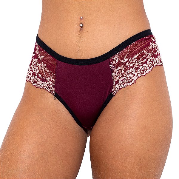 Calcinha Bicolor Em Microfibra E Renda Com Laço Hot Love