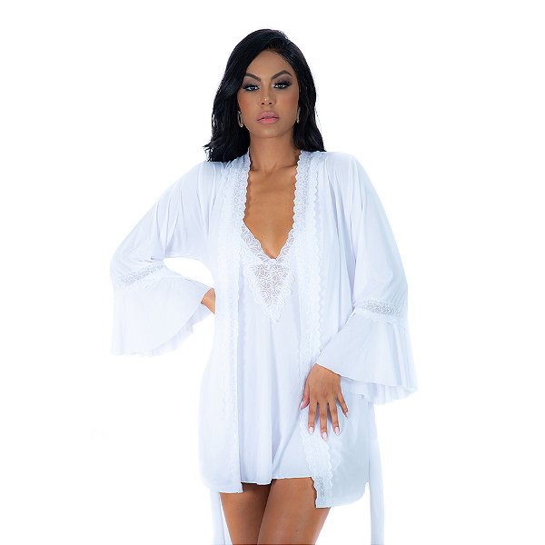 Conjunto Manu Camisola E Robe Pimenta Sexy - Branco