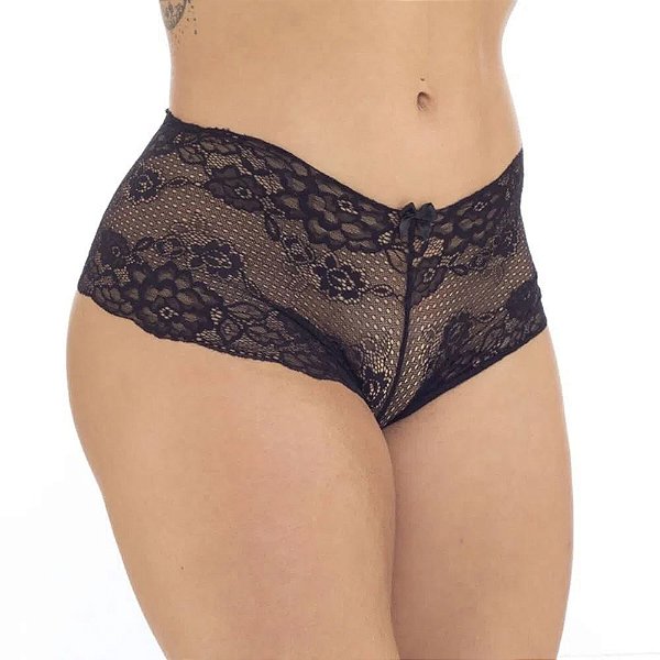Calcinha Calesson Shortinho Em Renda Com Lacinho Patitex