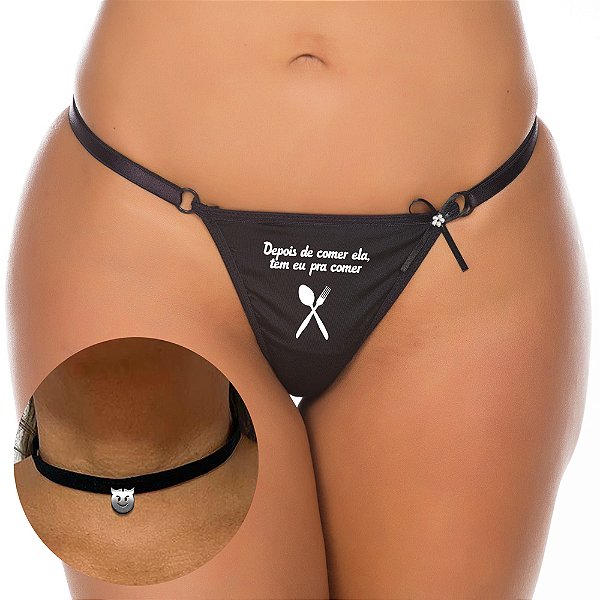 Kit Calcinha C/ Frases Picantes E Chocker Pimenta Sexy