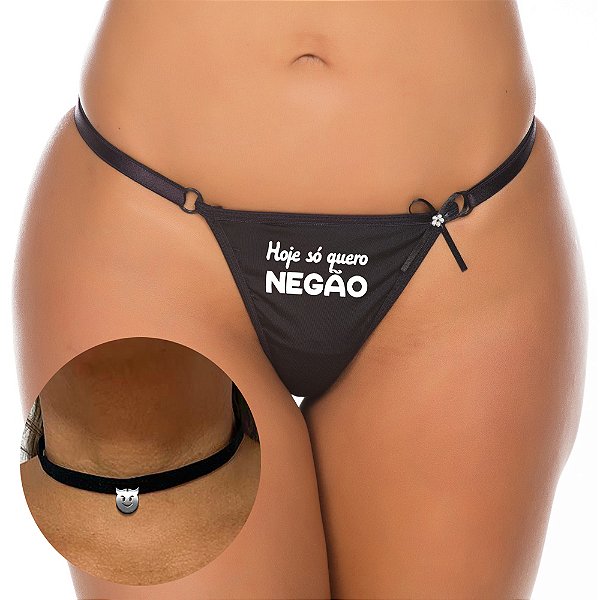 Kit Calcinha C/ Frases Picantes E Chocker Pimenta Sexy
