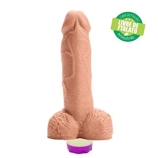 Penis De Borracha Com Vibro Interno E Escroto 13x3,7cm Hot Flowers