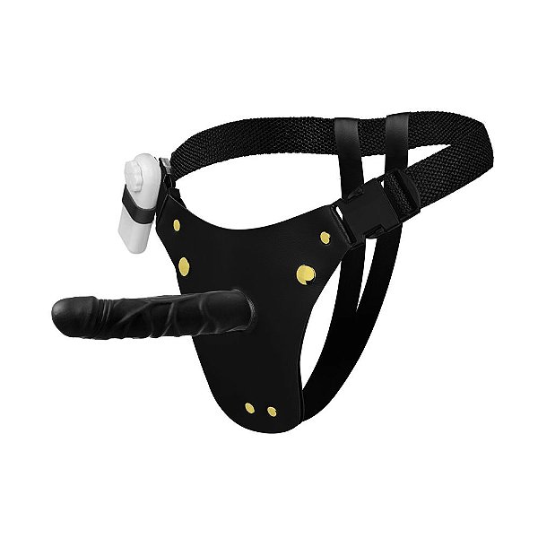 Cinta Peniana Com Prótese Realística E Vibro18x4cm Soulsex - Preto