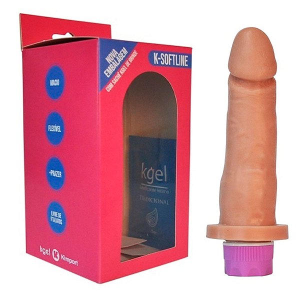 Pênis De Borracha Com Vibrador Recarregável 15,5x3,7cm Linha K-softline Kgel