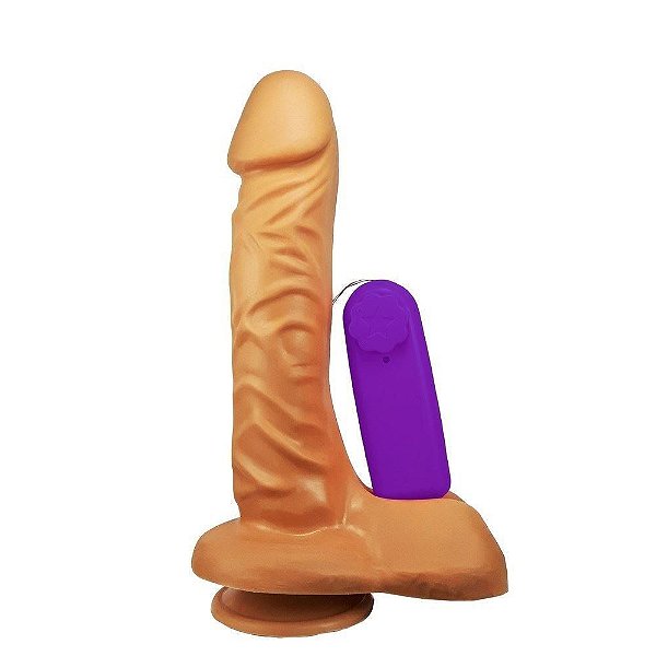 Prótese Fogo Da Paixão Com Vibro Externo 19x4,5cm Hot Flowers