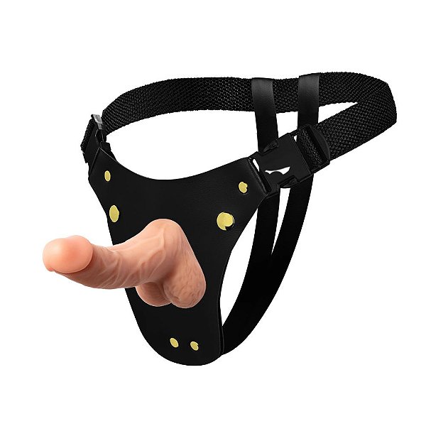Cinta Strap-on Ativa Com Pênis De Borracha - Bege