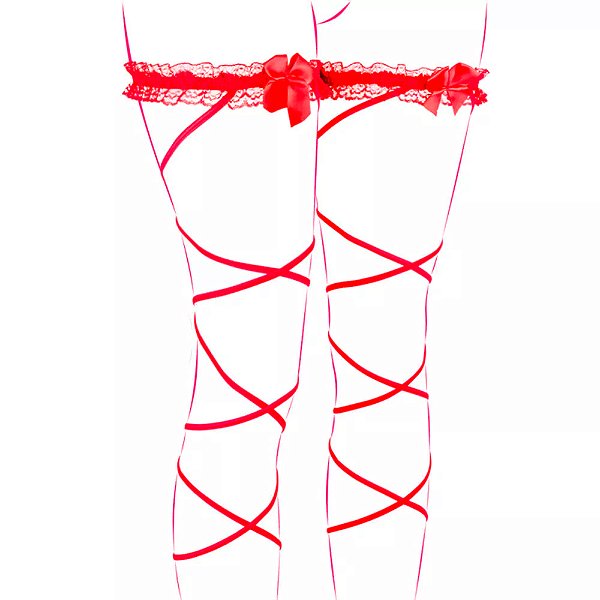 Perneira Sensual Rendada Com Laço Pau Brasil - Vermelho