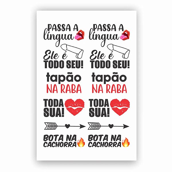 Cartela De Tatuagem Temporária Sexy Tattoo Tapao Na Raba Sedux