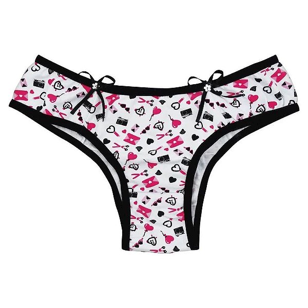Calcinha Tanga Estampada Com Detalhes De Lacinhos Rexton