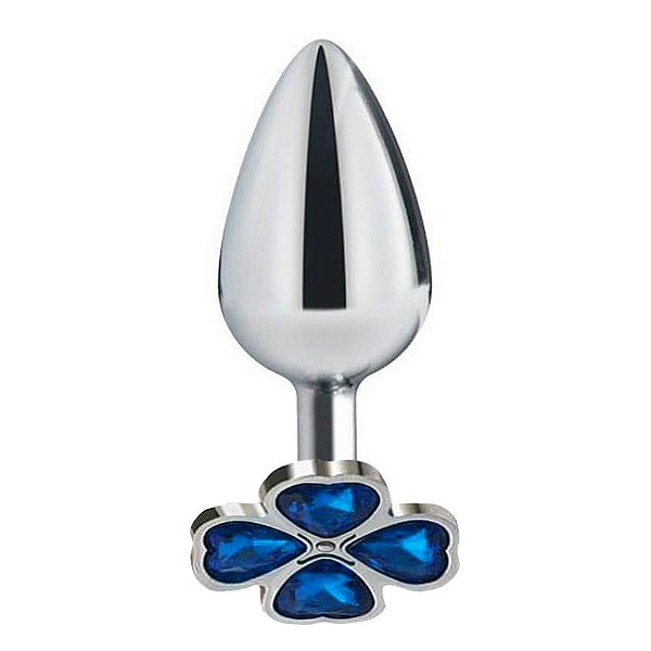 Plug Anal De Aço Trevo Tamanho M Sexy Import - Azul