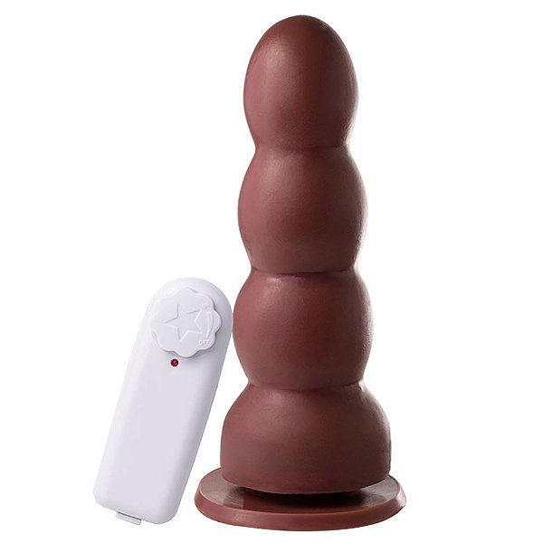 Plug Anal Com Vibrador E Ventosa 17,5 X 5 Cm Soulsex - Chocolate