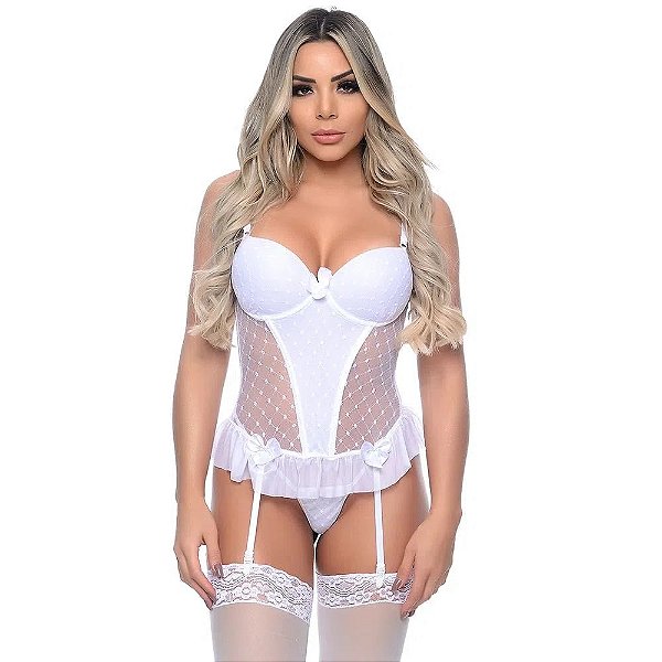 Espartilho Em Tule Com Detalhes Em Lacinho Macler - Branco
