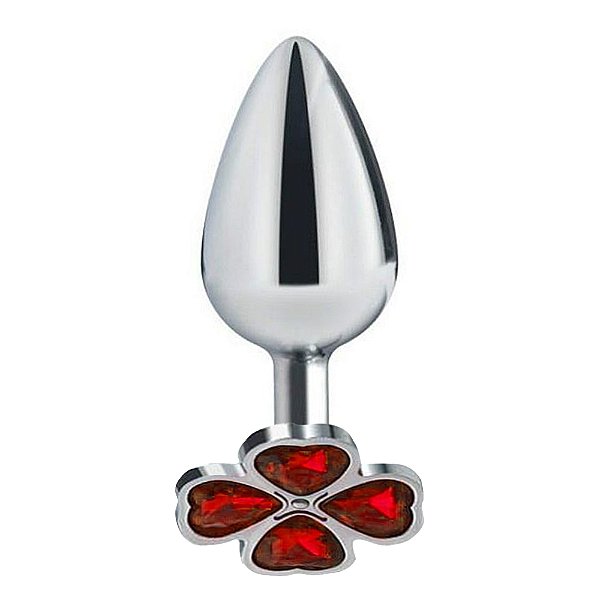 Plug Anal De Aço - Trevo - Tamanho P Sexy Import - Vermelho
