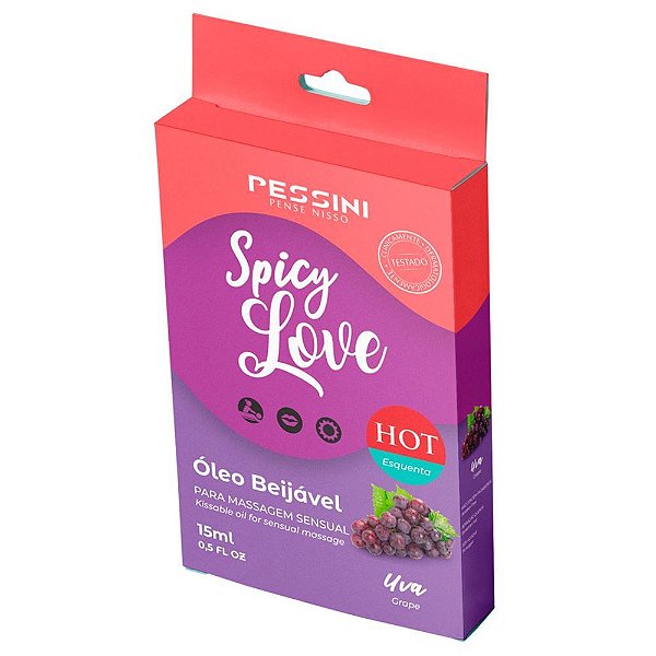 Gel Comestével Spicy Love Hot 15ml Pessini - Uva