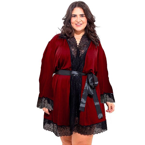 Hobe Plus Size Manga Longa Hot Love - Vermelho
