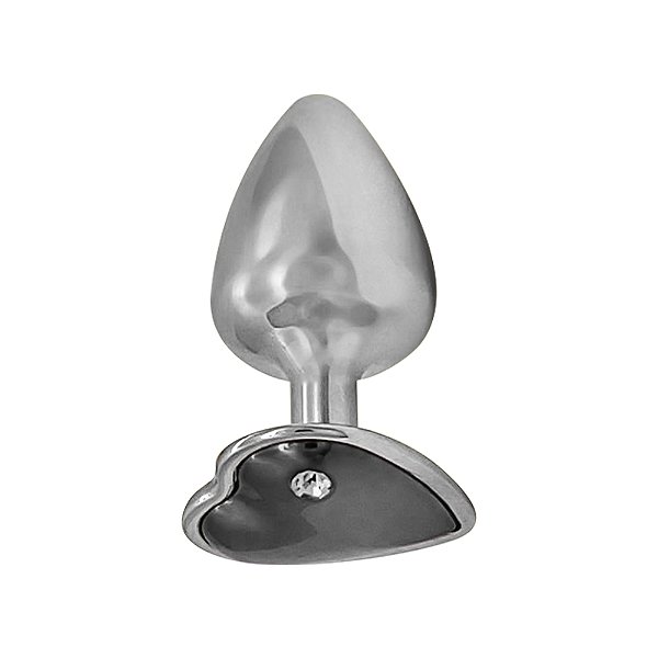 Plug Anal De Metal Cromado Com Pedra De Coração Hard - Preto