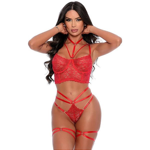 Conjunto Marion Sem Bojo Patitex - Vermelho