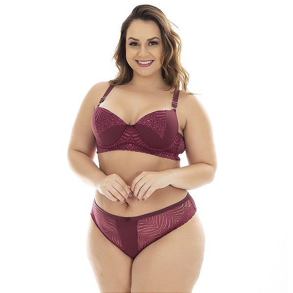 Conjunto Sensual Solange Plus Size Patitex - Vinho