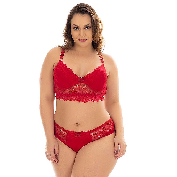 Conjunto Selma Sem Bojo Plus Size Patitex - Vermelho