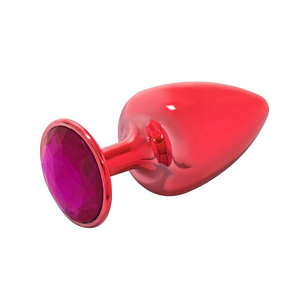 Plug M Em Metal Com Pedra Hard - Vermelho