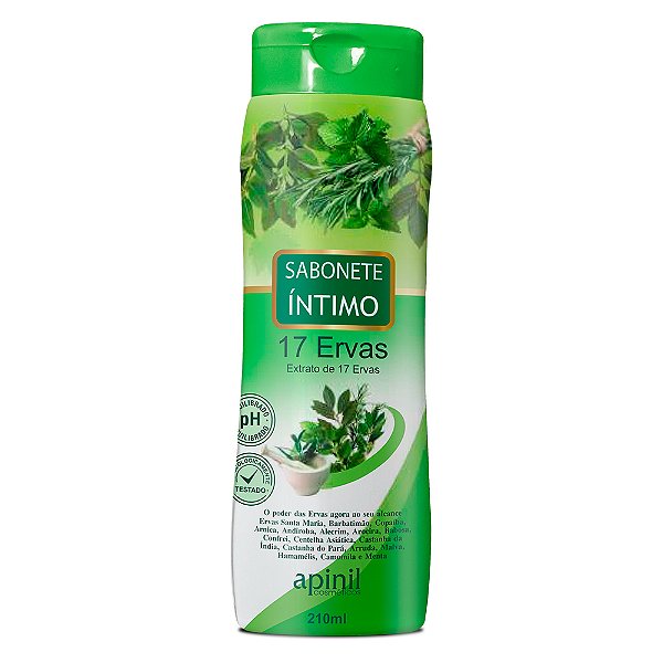 Sabonete Líquido íntimo Feminino 210ml Apinil Cosméticos - 17 Ervas