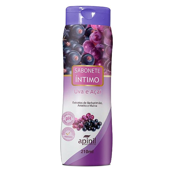 Sabonete Líquido íntimo Feminino 210ml Apinil Cosméticos - Uva Com Açaí
