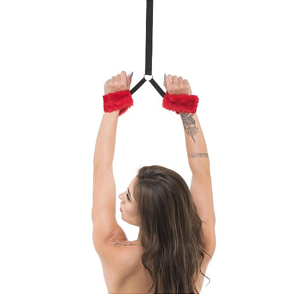 Kit Amarras De Porta Com Algema Pelúcia Sexy Fantasy