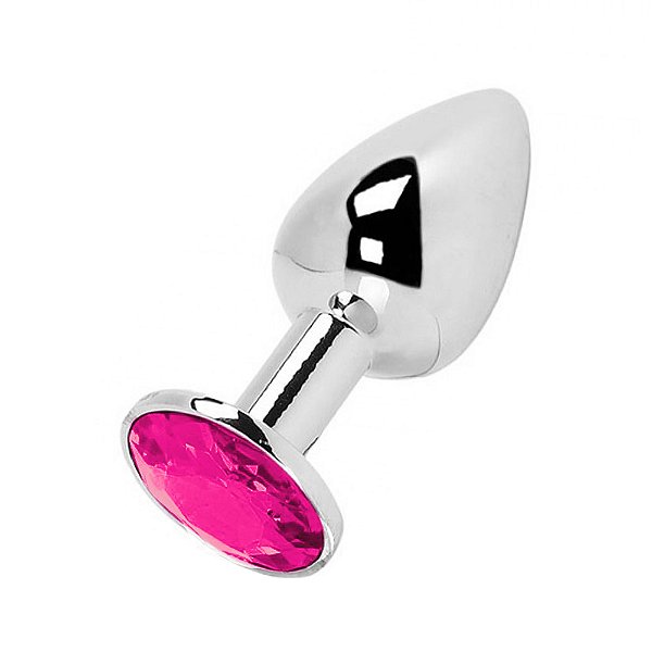 Plug Anal Grande Em Alumínio Com Pedra Vip Mix - Pink