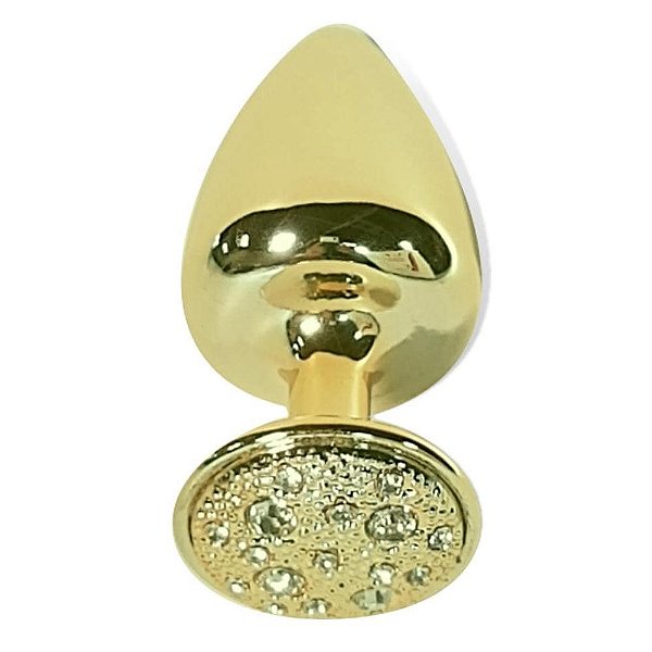 Plug Anal M Em Metal Com Pedra Cravejada Em Strass Hard - Dourado