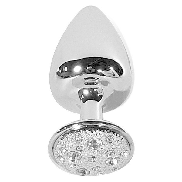 Plug Anal M Em Metal Com Pedra Cravejada Em Strass Hard - Cromado