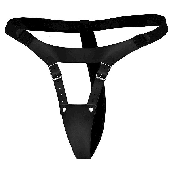 Cinto De Castidade Couro Sintético Dominatrixxx - Preto