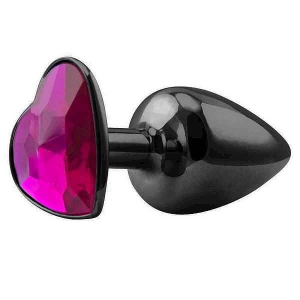 Plug De Metal Pedra De Coração Hard - Preto