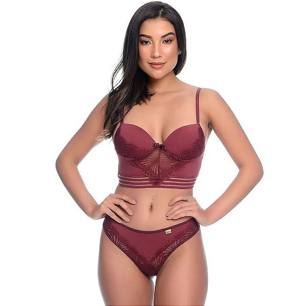 Conjunto 1/2 Taça Streppy Calcinha Detalhes Em Renda Patitex