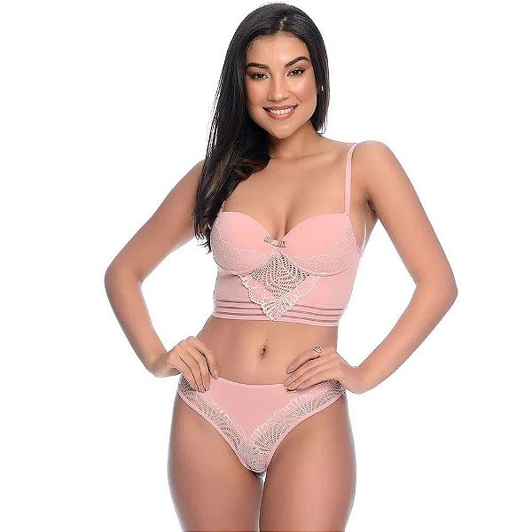 Conjunto 1/2 Taça Streppy Calcinha Detalhes Em Renda Patitex