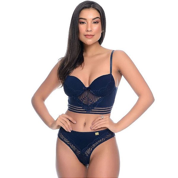 Conjunto 1/2 Taça Streppy Calcinha Detalhes Em Renda Patitex