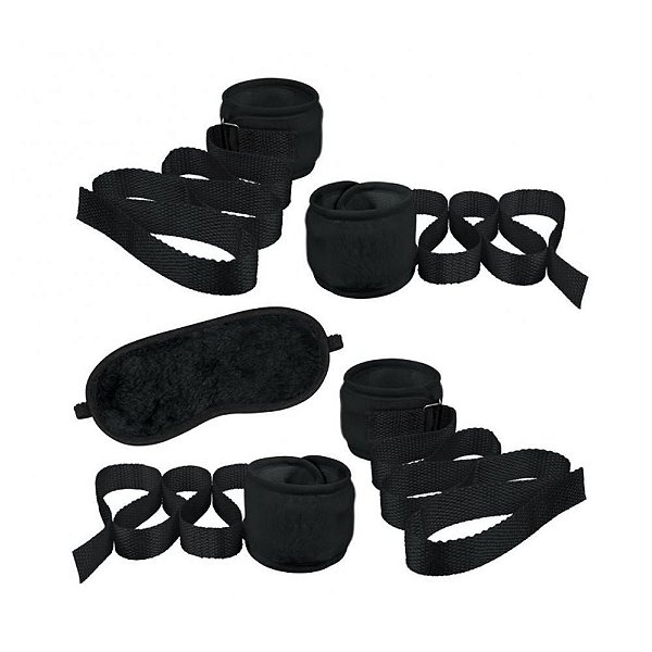 Kit Bondage Em Pelúcia La Pimienta - Preto
