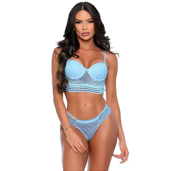 Conjunto Bojo Stella Rendado Patitex - Azul Claro