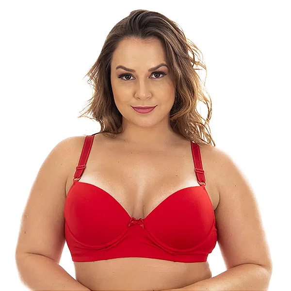 Sutiã Liso Plus Size Reforçado Patitex - Vermelho