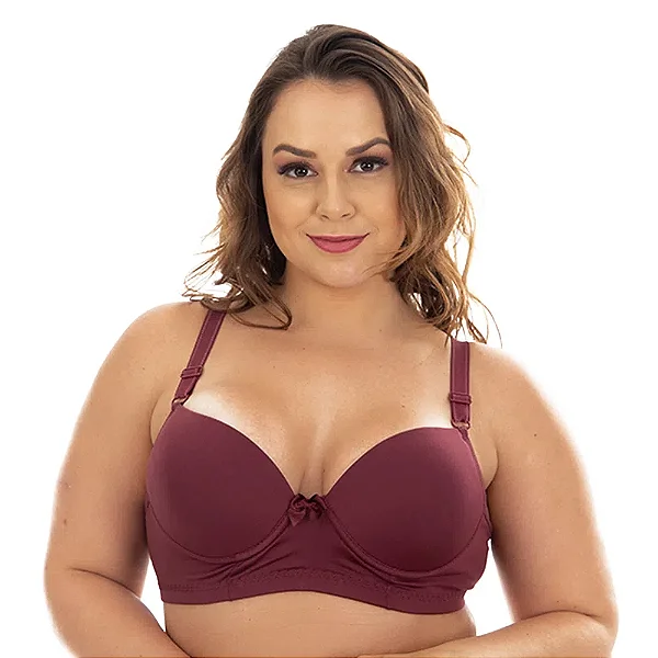Sutiã Liso Plus Size Reforçado Patitex - Vinho