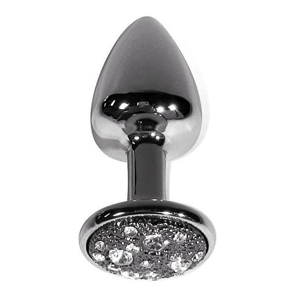 Plug Anal P Em Metal Com Pedra Cravejada Em Strass Hard - Preto