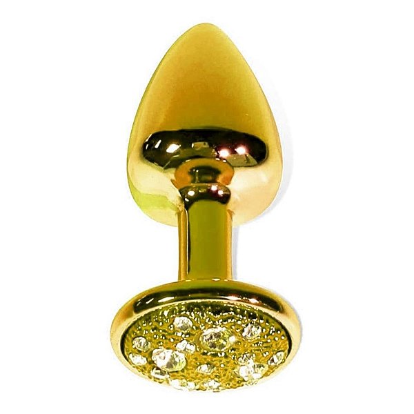 Plug Anal P Em Metal Com Pedra Cravejada Em Strass Hard - Dourado