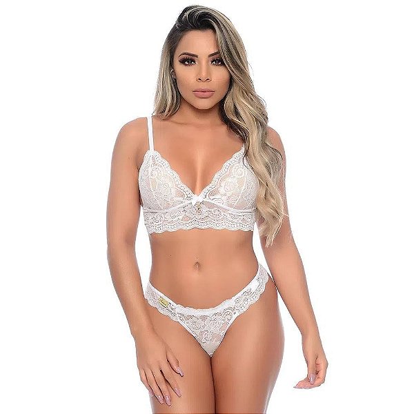 Conjunto Com Calcinha Gostosa Patitex - Branco