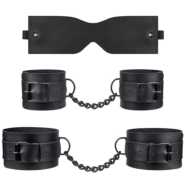 Kit Black - Algemas Bracelete, Tornozeleira E Venda Retangular - Pau Brasil