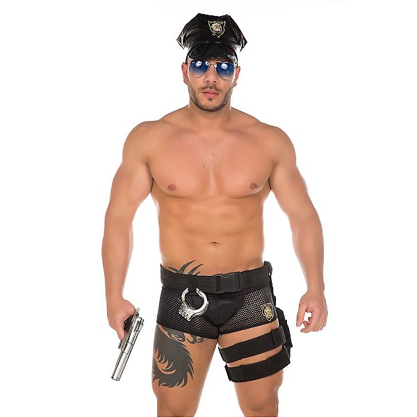 Fantasia Sensual Masculina Cueca Policial Pimenta Sexy