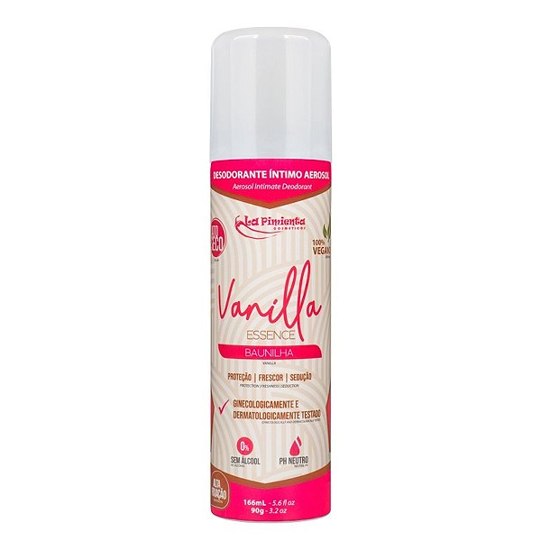 Desodorante íntimo Aerosol Jato Seco Feminino 90g Linha Essence La Pimienta - Vanilla (Baunilha)